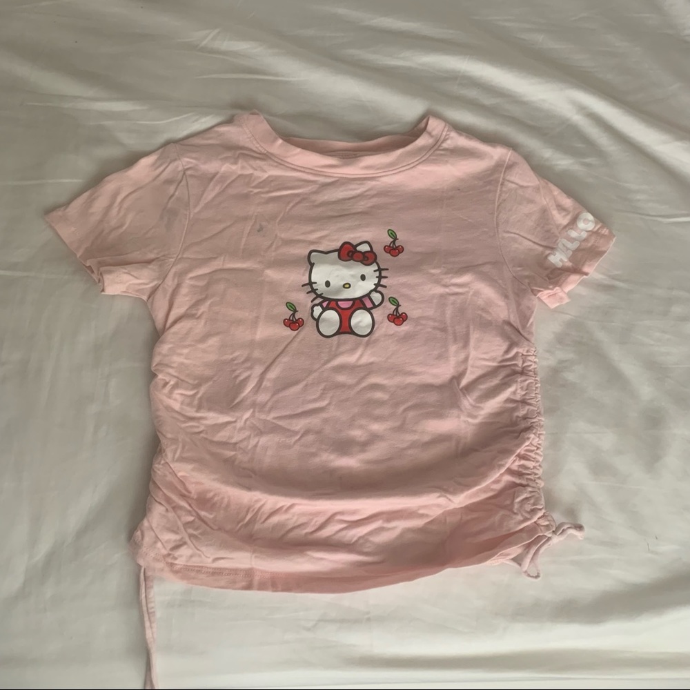Pink Hello Kitty Drawstring Crop Top